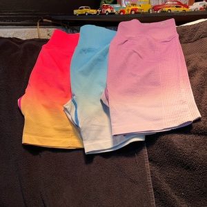 PINK by Victoria’s Secret Bike Shorts 3 Pair! Orange/Pink, Blue/White, Purple!